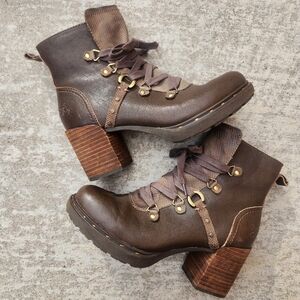 OTBT Oregon‎ Hiker Brown Leather Combat Moto Ankle Chunky Boots, Sz 7